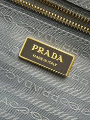 PRADA 25S LUX SOFT BAG 42 IN GRAY GLOSSY CALFSKIN GOLD HARDWARE