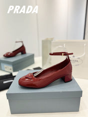 Pra Pumps 40 Square Sole Wine Patent Leather
