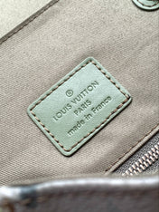 LV 25S CHRISTOPHER BACKPACK 48 IN ARMY GREEN CALFSKIN SILVER HARDWARE