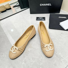 BALLET FLAT 10 MM IN BEIGE RAFFIA