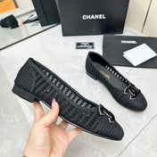 BALLET FLAT 10 MM IN BLACK RAFFIA