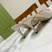 GUCCI 26S HORSEBIT HIGH-HEELED SANDALS 80 MM IN CREAM WHITE CALFSKIN