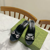 GUCCI 26S HORSEBIT HIGH-HEELED SANDALS 80 MM IN BLACK CALFSKIN