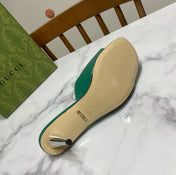GG HIGH HEELS BLONDIE 75 IN GREEN LAMBSKIN WITH GOLD HARDWARE