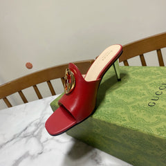 GG HIGH HEELS BLONDIE 75 IN RED LAMBSKIN WITH GOLD HARDWARE