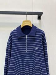 MIUMIU STRIPED ZIP POLO SHIRT STYLE 42