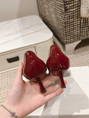 TRIOMPHE HIGH PUMP 5 CM IN RUBY RED PATENT CALFSKIN