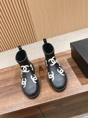 CC RAIN BOOTS BLACK TPU WITH WHITE LOGO