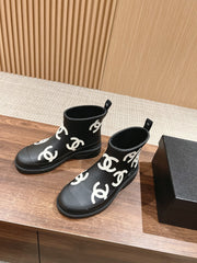 CC RAIN BOOTS BLACK TPU WITH WHITE LOGO