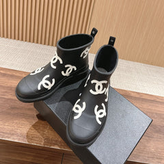 CC RAIN BOOTS BLACK TPU WITH WHITE LOGO