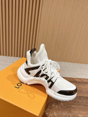 LV ARCHLIGHT SNEAKER IN WHITE CANVAS AND CHOCOLATE BROWN MONOGRAM CALFSKIN