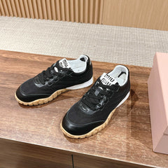 RUNNING SNEAKERS IN BLACK LAMBSKIN AND FABRIC ANTI-SLIP RUBBER SOLE