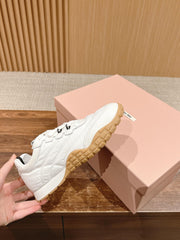 RUNNING SNEAKERS IN WHITE LAMBSKIN AND FABRIC ANTI-SLIP RUBBER SOLE