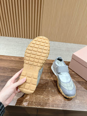 BALLET SHOES IN GRAY LAMBSKIN AND FABRIC ANTI-SLIP RUBBER SOLE