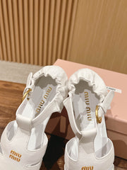 FISHERMAN BUCKLE SANDALS IN WHITE LAMBSKIN