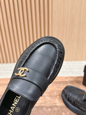 CHANEL 25S DOUBLE MONK STRAP PLEATED LOAFERS BLACK IN CALFSKIN