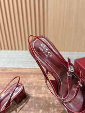 GUCCI 26S BLOCK-HEEL SLINGBACK PUMPS 45 MM IN RED CALFSKIN