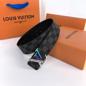 LV LARGE 40MM PYRAMIDE BELT BLACK DAMIER MONOGRAM CALFSKIN METAL HARDWARE