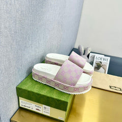GG PLATFORM SLIDE SANDAL PASTEL PINK CANVAS