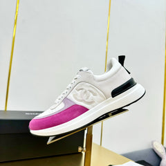 CLASSIC TRAINER IN GREY MIX BRIGHT PINK MERCERIZED VELVET