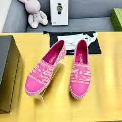 CC ESPADRILLES PLATFORM 25S IN PINK TWEED MIX CALFSKIN