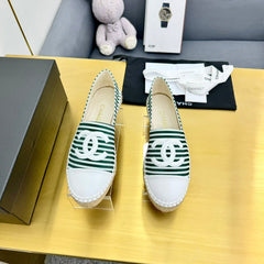 CC SLIP-ON 25S IN DARK GREEN AND WHITE FABRIC WITH STRIPED PATTERN