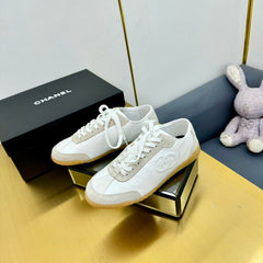 CC SNEAKER IN WHITE CALFSKIN AND SUEDE
