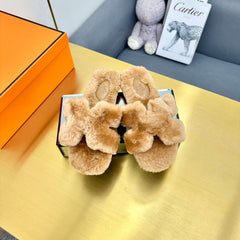 0RAN SHEARLING SANDALS PERU BROWN