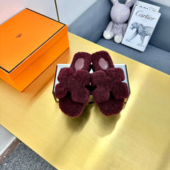 0RAN SHEARLING SANDALS MAHOGANY RED