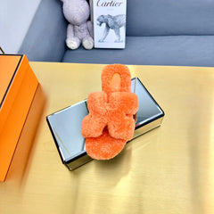 0RAN SHEARLING SANDALS NEON ORANGE