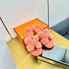 0RAN SHEARLING SANDALS SALMON PINK