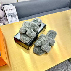 0RAN SHEARLING SANDALS RHINO GRAY