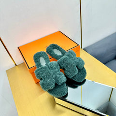 0RAN SHEARLING SANDALS FOREST GREEN