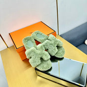 0RAN SHEARLING SANDALS JADE GREEN