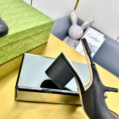 HORSEBIT PUMP IN BLACK SHEEPSKIN