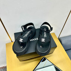 GROSGRAIN SANDAL IN BLACK FABRIC