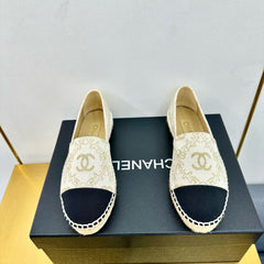 CC ESPADRILLES PLATFORM IN MOSSY BROWN MIX BLACK PATTERN FABRIC