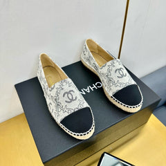 CC ESPADRILLES PLATFORM IN BLACK PATTERN FABRIC