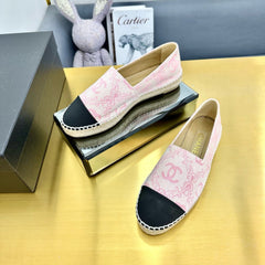CC ESPADRILLES PLATFORM IN LIGHT PINK MIX BLACK FABRIC
