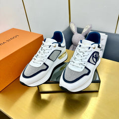 NEO RUN AWAY SNEAKER IN WHITE MIX NAVY BLUE CALFSKIN