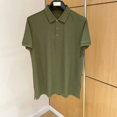LV POLO SHIRT IN ARMY GREEN MESH BEADED COTTON FABRIC 238855