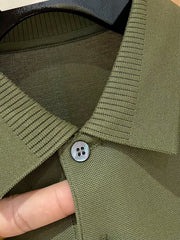 LV POLO SHIRT IN ARMY GREEN MESH BEADED COTTON FABRIC 238855