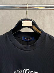 LV T-SHIRT IN BLACK COTTON LOGO PRINT 238866