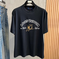 LV T-SHIRT IN BLACK COTTON LOGO PRINT 238866