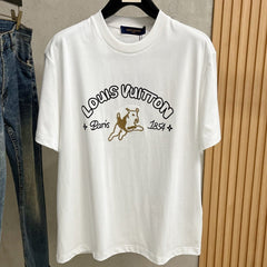 LV T-SHIRT IN WHITE COTTON LOGO PRINT 238865