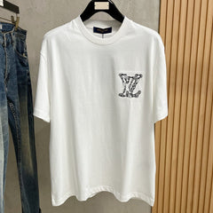 LV WHITE COTTON T-SHIRT EMBROIDERED LOGO 238861