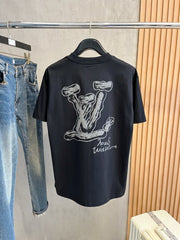 LV T-SHIRT IN BLACK PURE COTTON LOGO PRINT 238774