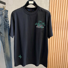 LV T-SHIRT IN BLACK EMBROIDERED LOGO PURE COTTON 238776