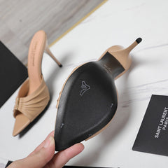 YSL HIGH HEEL 100 MM IN BEIGE CALFSKIN