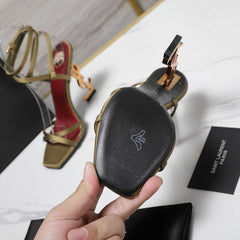 OPYUM SANDALS IN CUBA GOLD SATIN CREPE